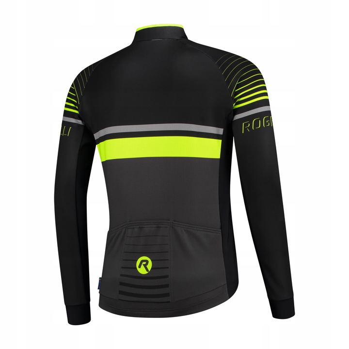 Bluza ciclism pentru barbati, Rogelli, Poliester, Negru/Verde neon, M
