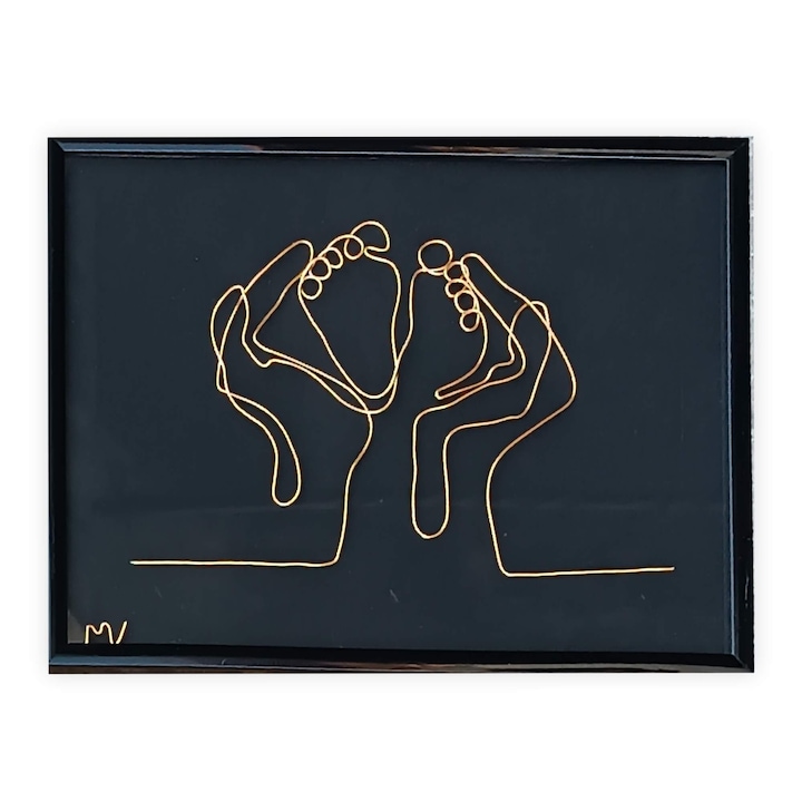 Tablou placat cu aur, Picioruse de bebelus, 18x24 cm