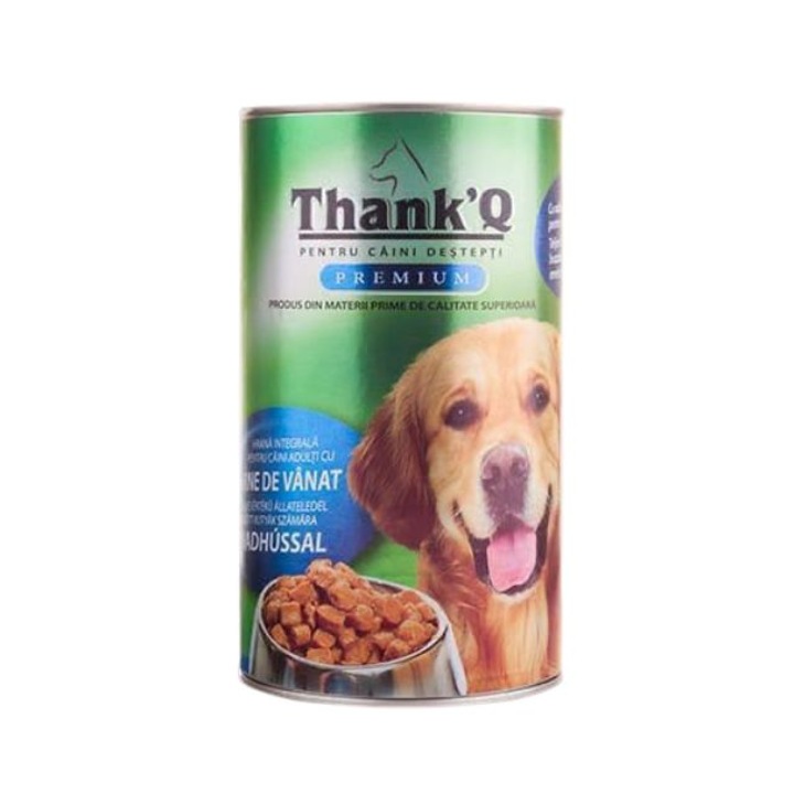Hrana umeda pentru caini adulti Thank Q, cu vanat, 1240 g