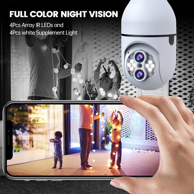 Camera de supraveghere tip bec, EVKVO, Full HD, Vedere nocturna ...