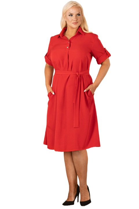 Rochie dama, Karko, Poliester/Elastan, Rosu