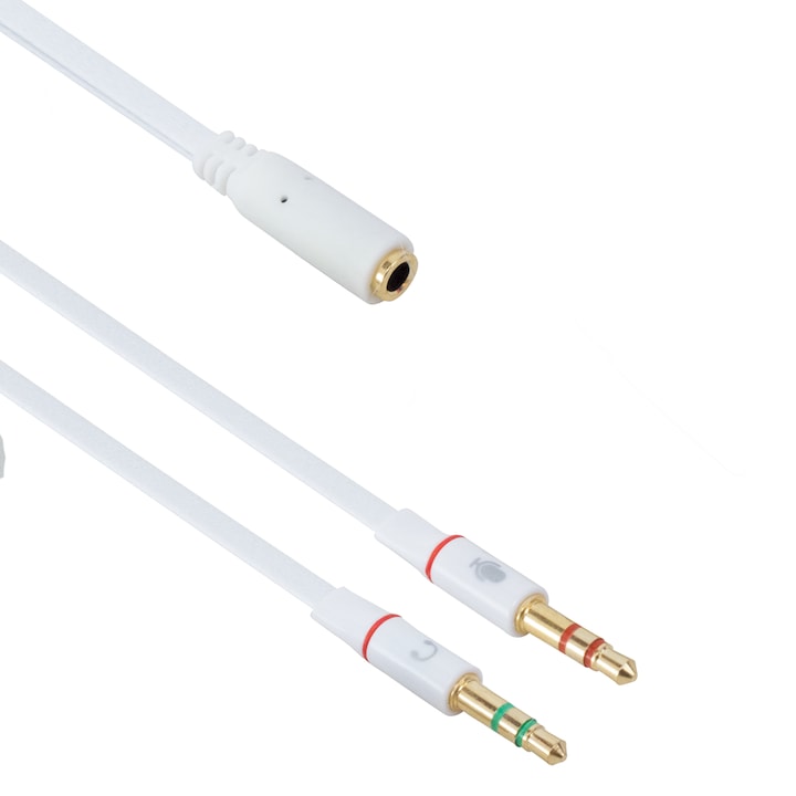 Cablu splitter audio Jack 3.5 4 pini mama la Jack 3.5 tata casti si Jack 3.5 tata microfon, 20cm