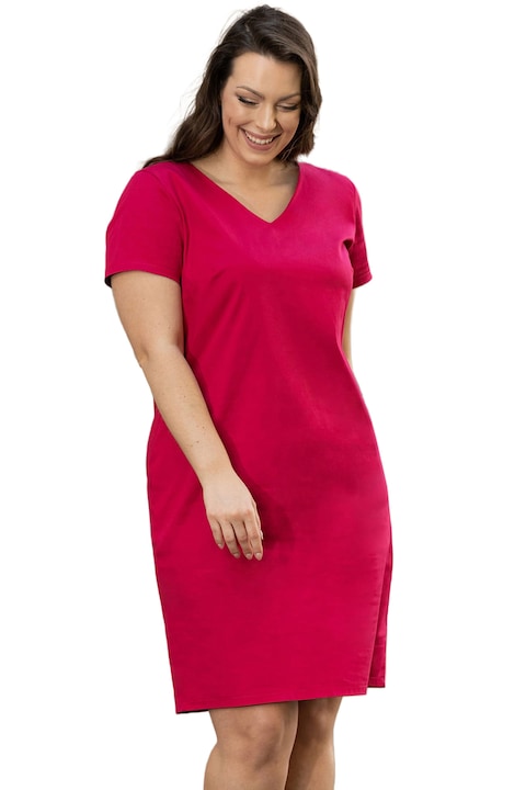 Rochie creion clasica Marisa, Karko, Bumbac, Roz zmeuriu