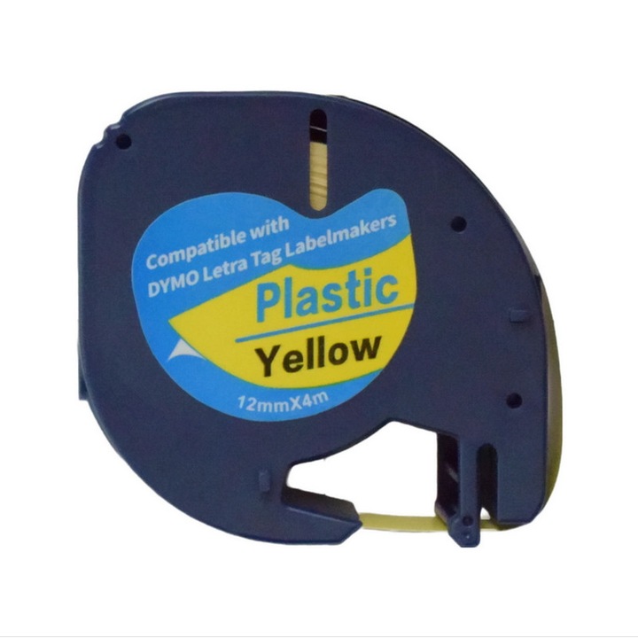G Print laminált címkeszalag, Dymo Letratag 91202 nyomtatóval kompatibilis, 12 mm, fekete/sárga