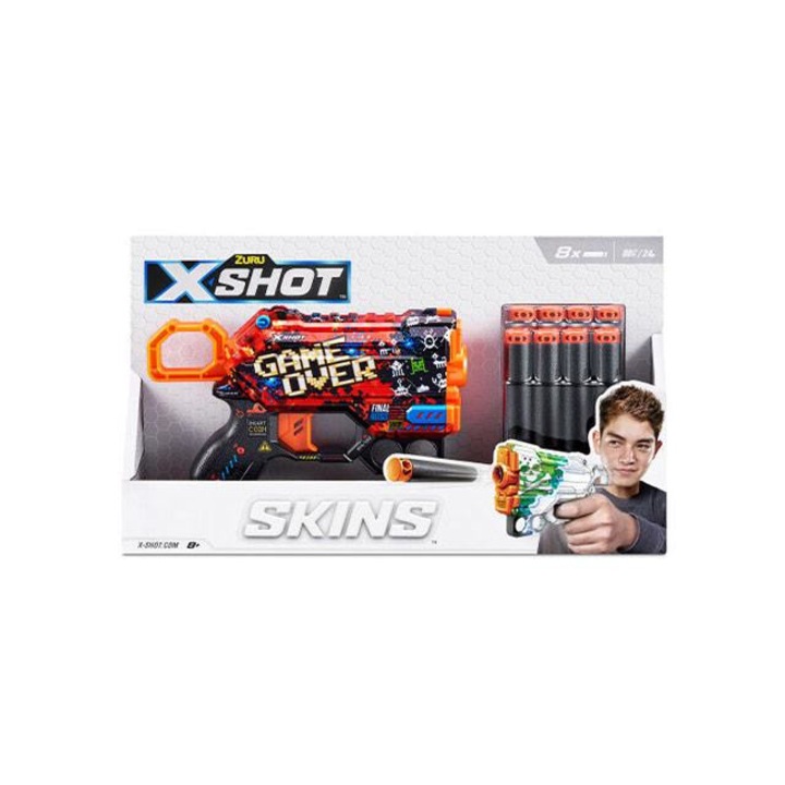 Пистолет играчка, Zuru, пластмаса, X-Shot: Excel Skins Menace, гъбени куршуми, многоцветен