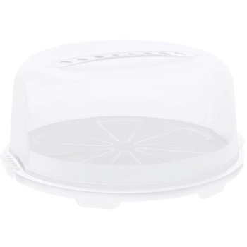Suport tort cu capac inalt Rotho, 355×345×165 mm, transparent alb Suport tort cu capac inalt Rotho, 355×345×165 mm, transparent alb
