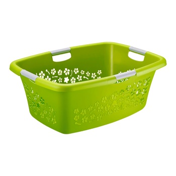 Cos pentru rufe Rotho, 50 l, verde flowers Cos pentru rufe Rotho, 50 l, verde flowers