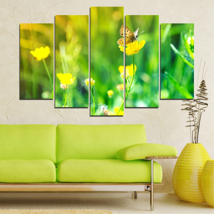 Декоративни панели Vivid Home от 5 части, Цветя, PVC, 160 x 100 см, Стандартна форма №0007