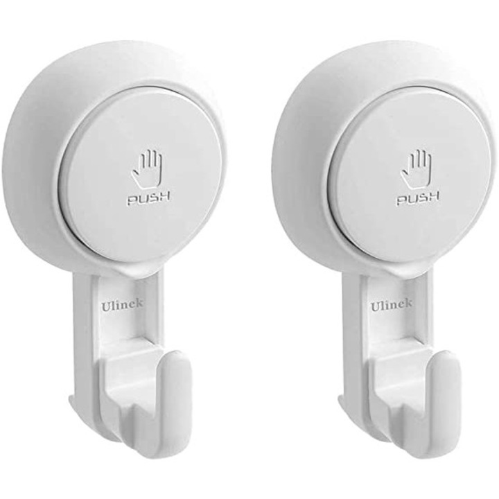 Set 2 agatatori baie, Ventuze, larg, TPE/ABS, Alb