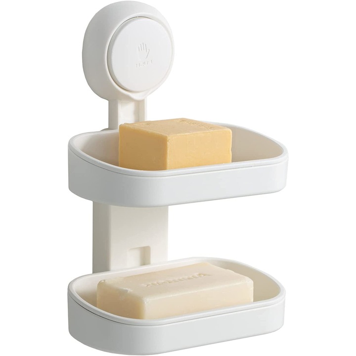 Etajera baie pentru sapun, ABS/TPE, Alb