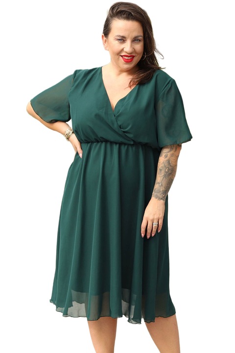 Rochie sifon Denisa, Karko, Poliester, Verde