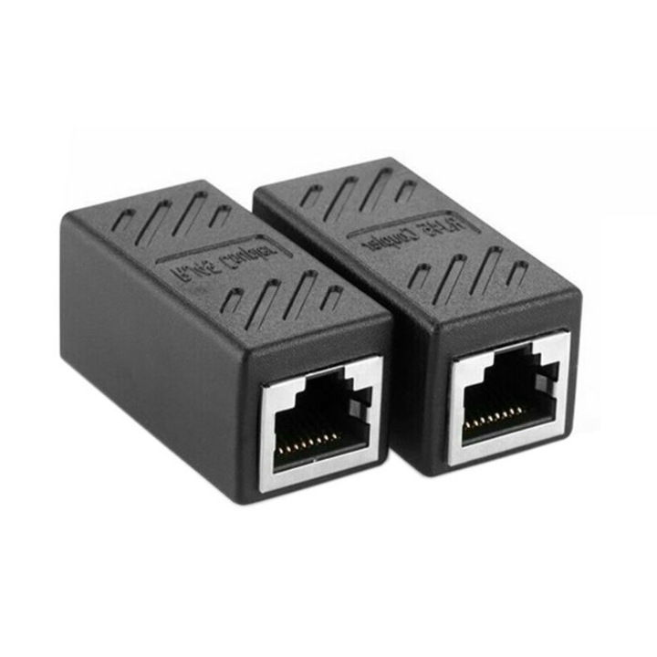 Адаптер за удължаване на мрежов кабел Black cat 6, UTP / FTP / RJ45, активен, женски-женски, гигабитов съединител интернет разширение, проходен щепсел