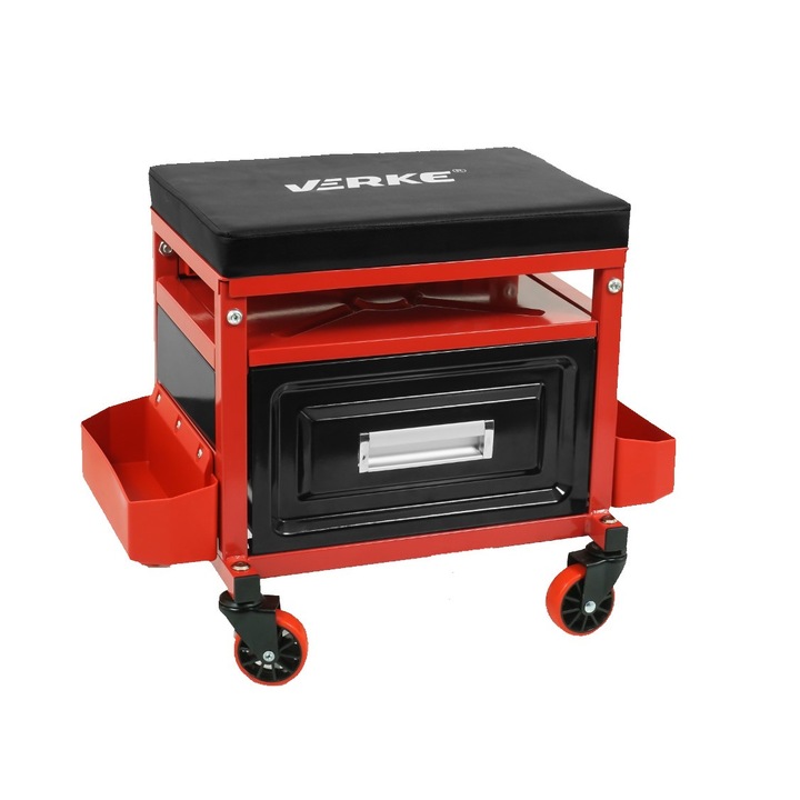 Taburet, scaun pentru atelier cu sertar, 33,5x27x17cm 135kg, Verke