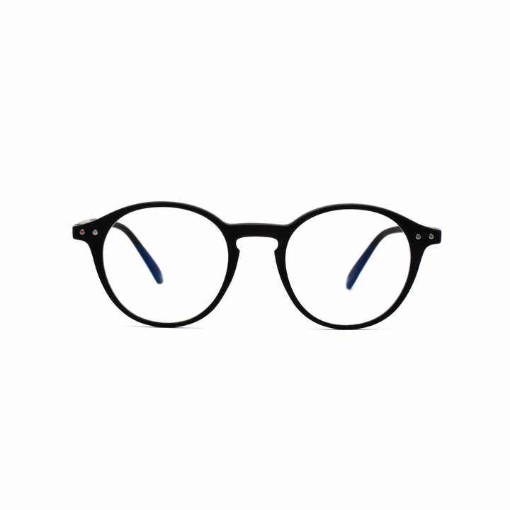 Защитни очила за компютър, Antireflective, Essilor®, Luca UVAllBlue™, Muunel®, блокиране на синя светлина, за игри, PC, игри, TV, за мъже, черна рамка, кръгла, диоптър +0.00