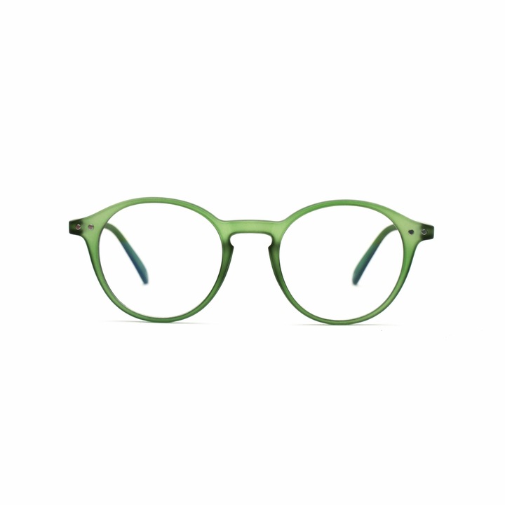 Очила за компютър, Essilor®, Антирефлекс, Антисиня светлина, Luca UVAllBlue™, Анти-синя светлина, Unisex, Muunel® Зелено, кръгли рамки, +0.50 диоптър