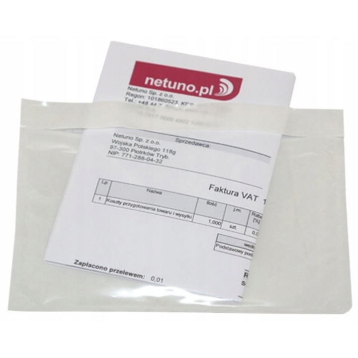 Set plicuri de curierat din folie, NetunoC7, 120 x 105 mm, Transparent, 1000 buc