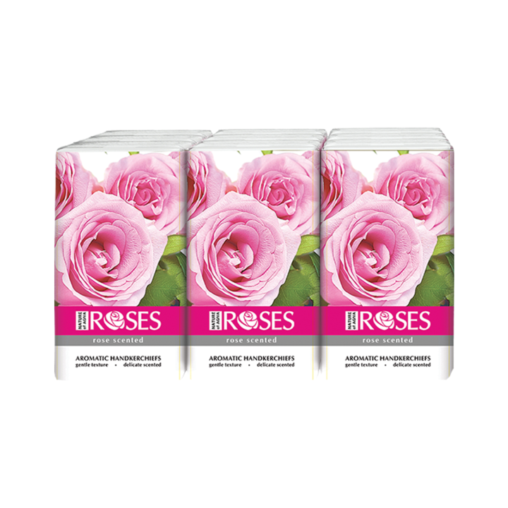 Servetele uscate, Nature of Agiva,3 straturi, Parfum trandafiri, 6 buc/pachet, Alb