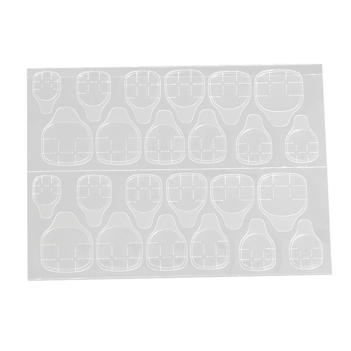 Set 10 folii adeziv sticker jelly pentru unghii press-on, jellí, 24 buc/folie, transparent, 83 x 61mm