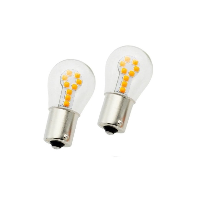 Комплект 2 оранжеви светодиода за кола 18 SMD 12V