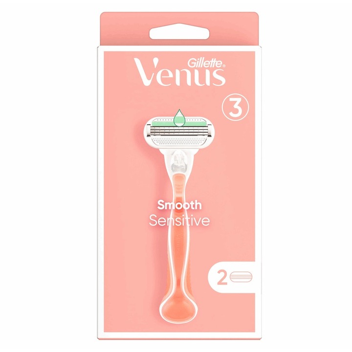 Самобръсначка за дами Gillette Venus Smooth Sensitive с 1 резерва, розова