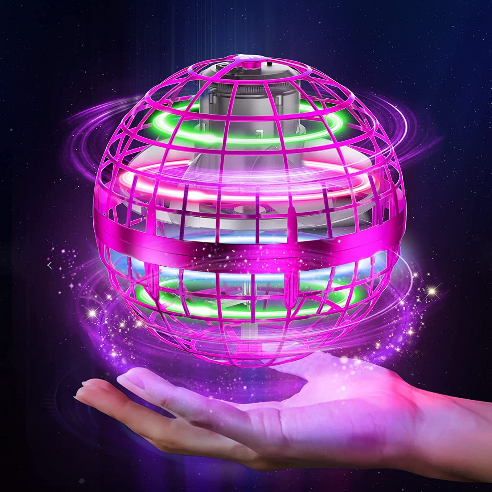Розова интерактивна играчка Mini-Drone, Тип НЛО топка, Ръчно управляван ...