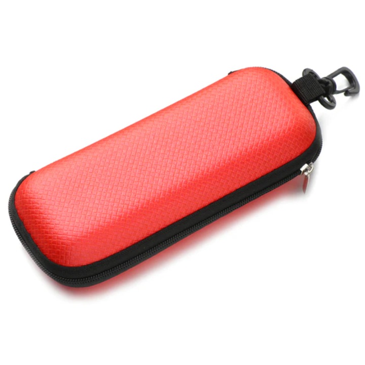 Toc pentru ochelari, Cu carabina, CRT, Protect Pro, Cu fermoar, Rigid, 16.7 x 6 x 4.2 cm, Rosu