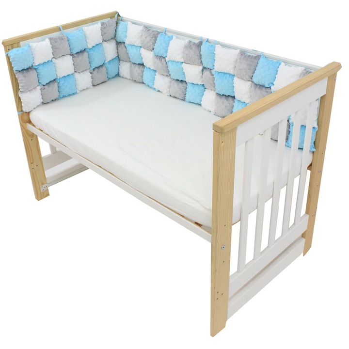 Set 3 aparatori pufoase, minky si bumbac, multicolor, 60x30 cm