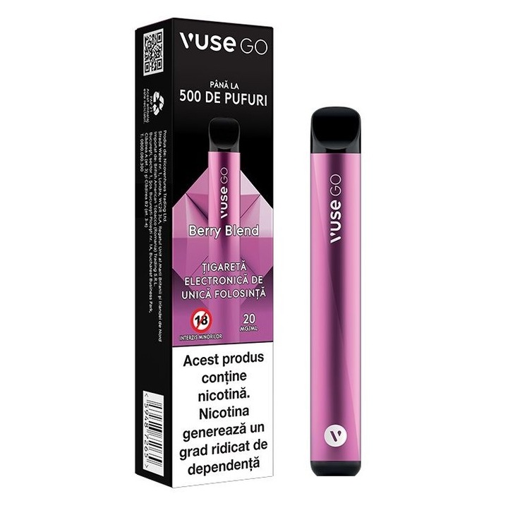 Tigara electronica de unica folosinta, Vuse GO - Berry Blend, 2ml, 20mg/ml nicotina, autonomie 500 pufuri