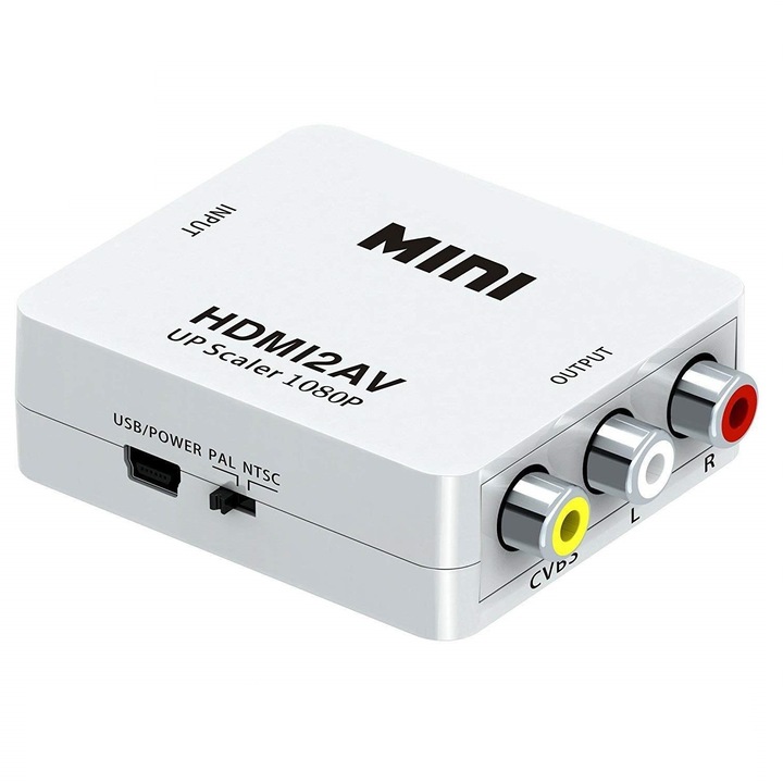 Jiafen WG-259 videó és hang konverter, HDMI bemenet, RCA / AV kimenet, PAL/NTSC támogatás, 1080P, 720P, 60 Hz frekvencia, TV-hez, PC-hez, PS3, STB, Xbox, VHS, VCR, Blu-Ray, DVD lejátszók