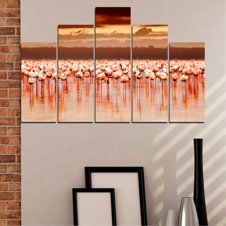 Декоративни панели Vivid Home от 5 части, Птици, PVC, 160 x 100 см, 5-та Форма №0015