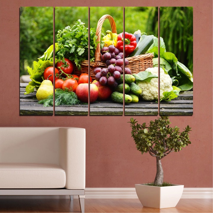 Картини пана Vivid Home от 5 части, Кулинарен, Канава, 110 x 65 см, 2-ра Форма №0020