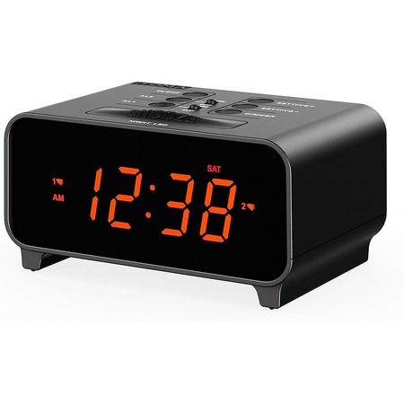 Ceas cu alarma electrica, Ceas decorativ multifunctional birou, iTOMA, Alarma, LED Display, Negru