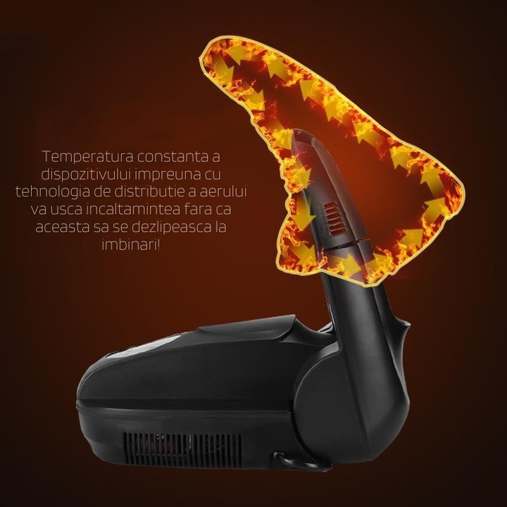 Електрически сушилник за обувки, маратонки, ботуши, ботуши или обувки, разтегателен до 30 см, сгъваем и преносим, мощност 200 W, озонова функция, Matt Black