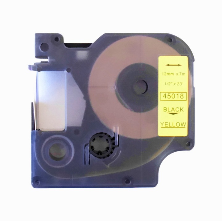 Dymo D1 45018-mal kompatibilis címkeszalag, 12mm fekete/sárga