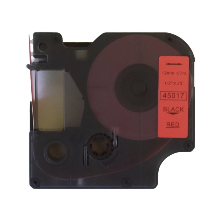 A Dymo D1 45017-tel kompatibilis címkeszalag, 12 mm-es fekete/piros