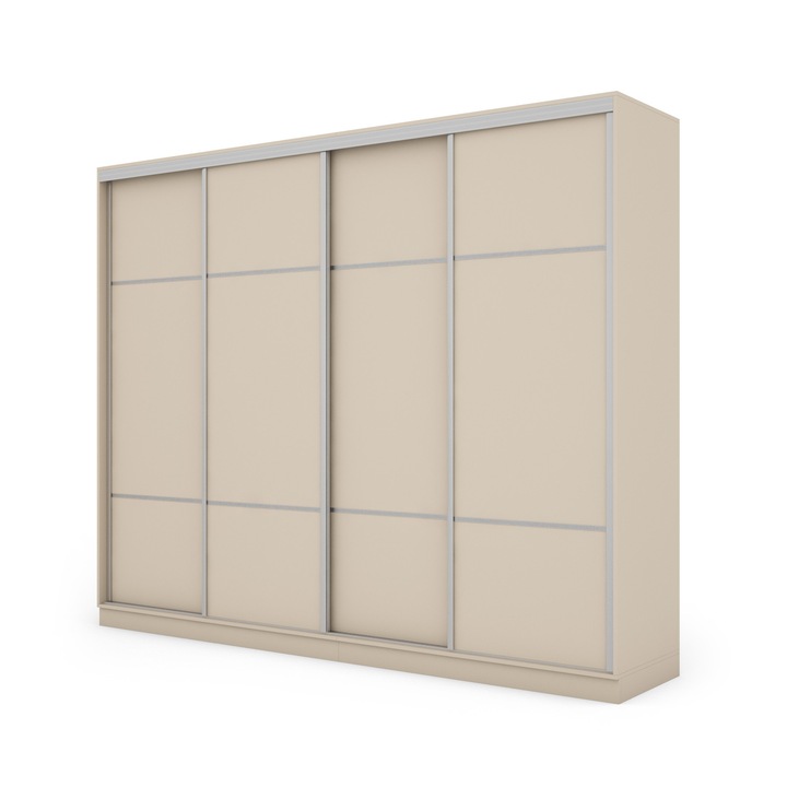 Dulap, Meblast, Premium lucrate manual, 300 cm x 244 cm x 64 cm, Sifonier, PAL 18 mm, HDF de 3 mm, PVC 0.8 mm, Numar de usi 4, Numar de sertare 5, Ivory, 364815