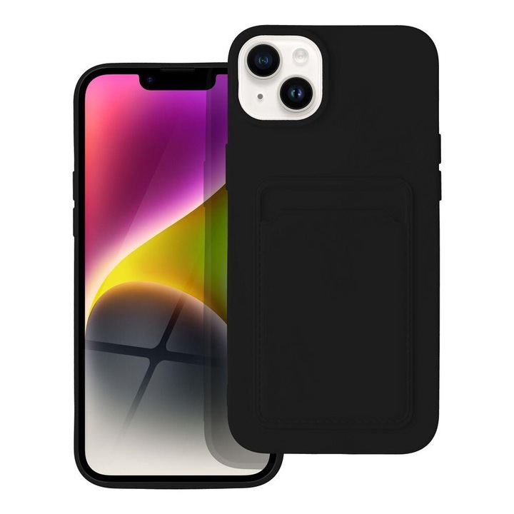 Husa Silicon Compatibila cu Apple iPhone 14 Plus Forcell Card Case Negru