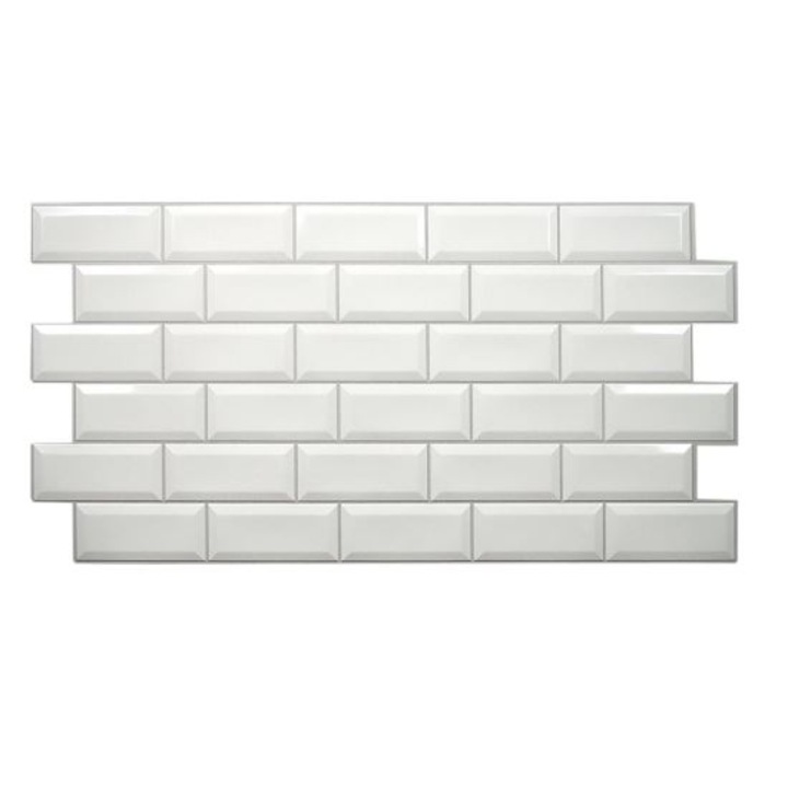 Panou decorativ, PVC, model caramida 3D, alb, 96x48.5 cm, Mercaton®