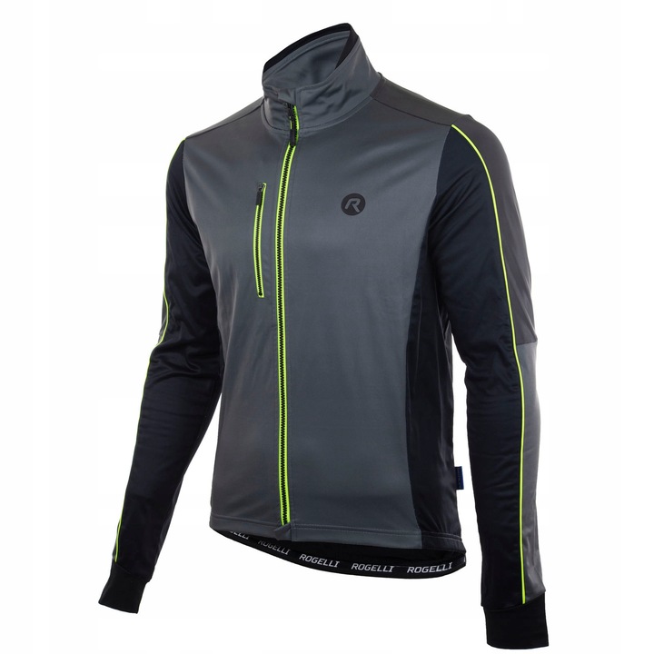 Geaca de ciclism pentru barbati, Rogelli, Poliester, Negru/Verde neon, S