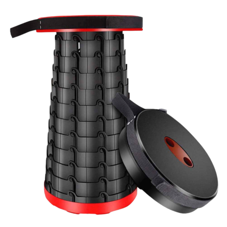 Scaun telescopic pliabil pentru camping si pescuit, portabil, universal, retractabil, sustine 150 kg, ABS, d 26 cm, h 45 cm
