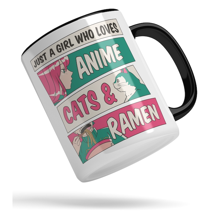 Cana Anime Cats & Ramen, Ceramica, 330 ml, Multicolor