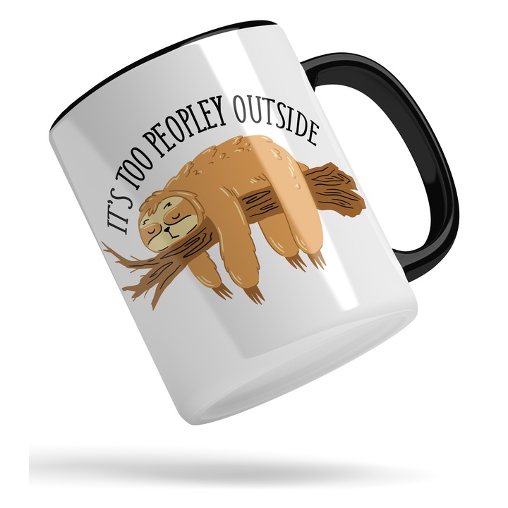 Cana Anti-Social, Ceramica, 330 ml, Negru, Maro, Alb