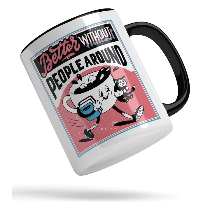 Cana Better Without People Around, Ceramica, 330 ml, Multicolora