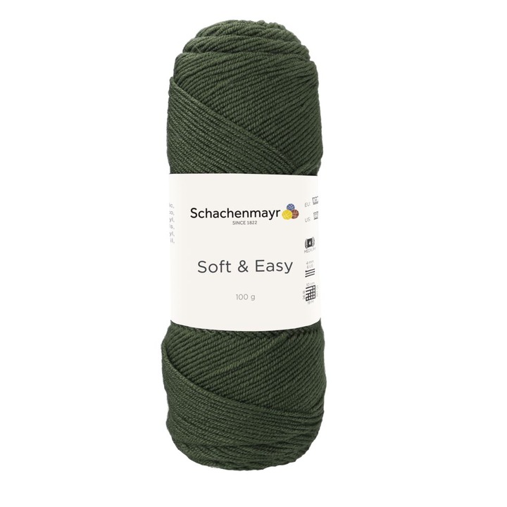 Textil Smc Schachenmayr Soft&Easy 00071 fonal horgoláshoz és kötéshez, khaki, 235 m