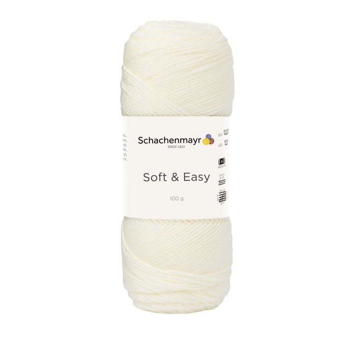 Textil Smc Schachenmayr Soft&Easy 00002 cérna horgoláshoz és kötéshez, fehér, 235 m