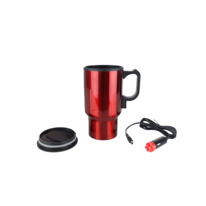 Termosz bögre melegítéssel Amio, 450ml, csatlakozás 12V-os autós szivargyújtóhoz, Piros