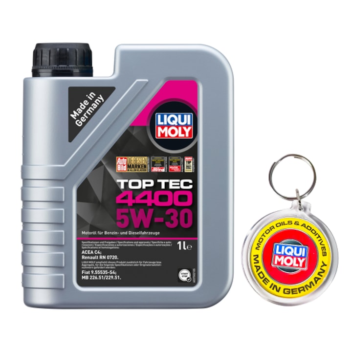 Set Ulei Auto, Liqui Moly Top Tec 4400 5W-30- Acea C4-08;Renault Rn 0720- 1 L cu Breloc Liqui Moly