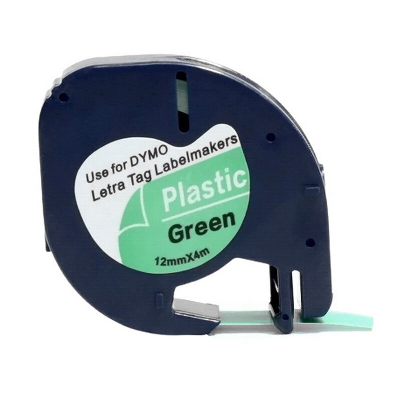 Cruxer Colour Direct - Cintas De Plástico Compatibles Con Dymo 91204, Negro Sobre Verde, 12 Mm X 4 M, Compatible Con Dymo LetraTag LT100H LT100T LT110T QX50 XR XM 2000 Plus, 4