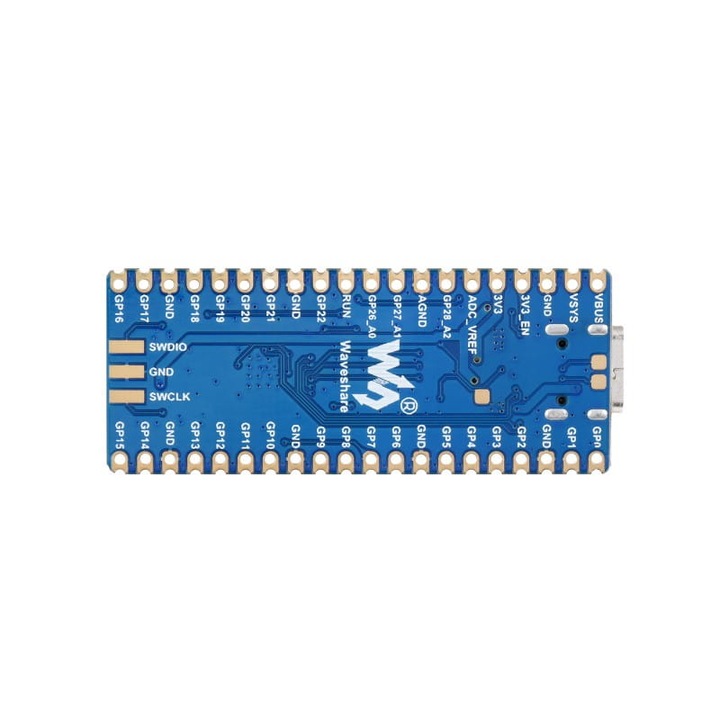 Платка RP2040-Plus-M Waveshare, Съвместима с Raspberry Pi Pico, Син