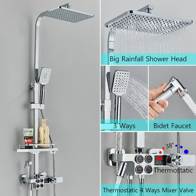 Душ колона, Blackswan, Тип M138, регулируем модел хром, с термостат ...